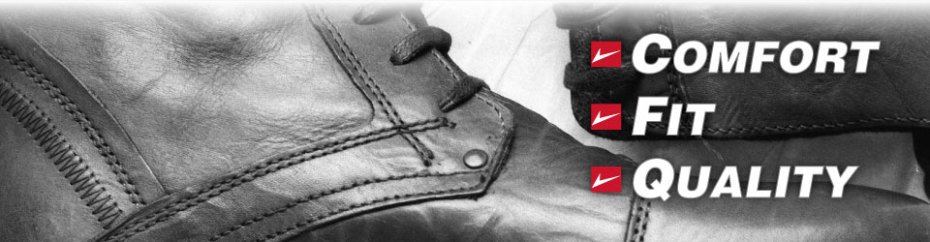 Comfort Fit Quality | black and white photo of shoe